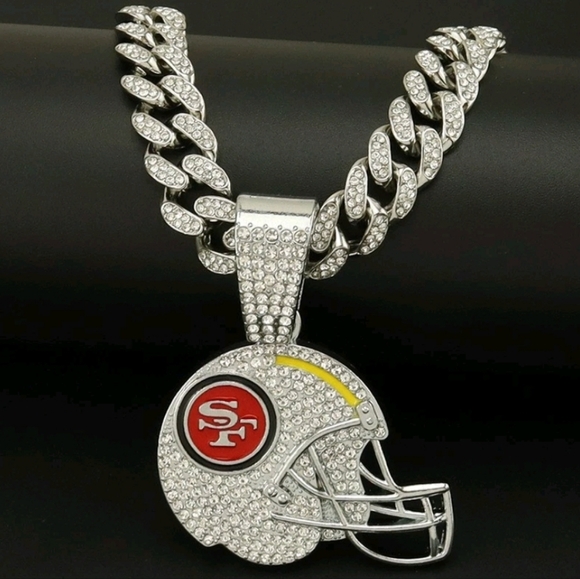 San Fransisco 49ers Helmet football team Luxury Cuban Chain 24